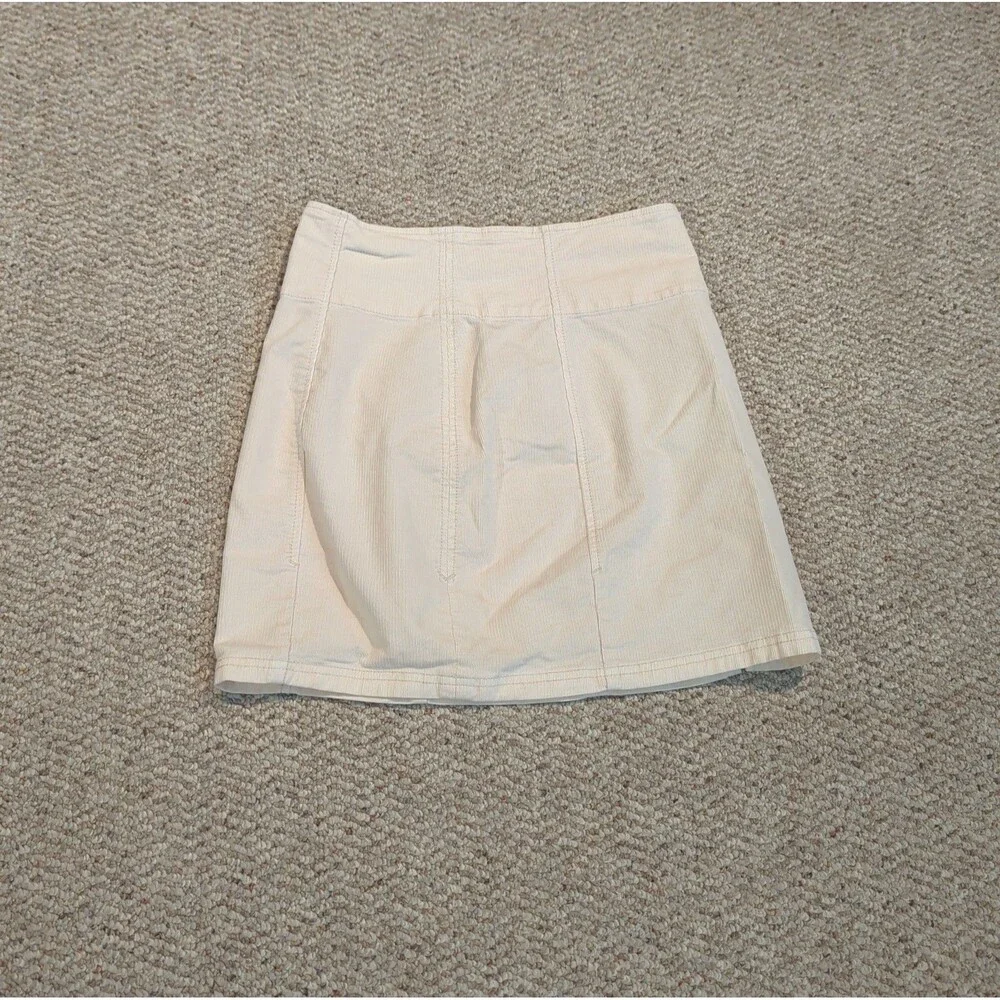 Free People Corduroy Mini Skirt Womens 8 Beige Boho Festival Zip